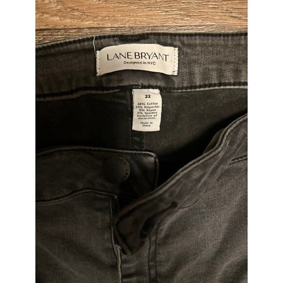 22 Plus Size Black Capri Jeans Ribbon Tie Ankle Stretch Denim Lane Bryant - Picture 2 of 4